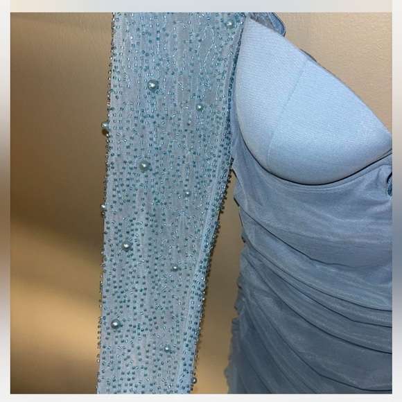 Oh Polly ST. GERMAIN Embellished Long Sleeve Mini Dress in Blue - US 6 - Picture 9 of 12